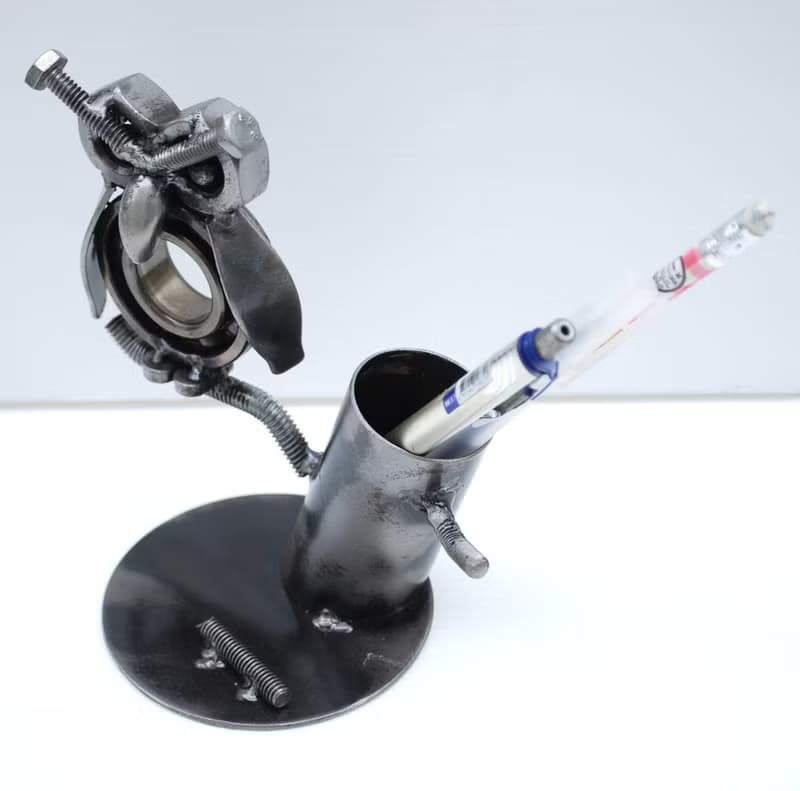 Business card holder scarp metal sculpture, Cool Birthday Gift, Anniversary gift