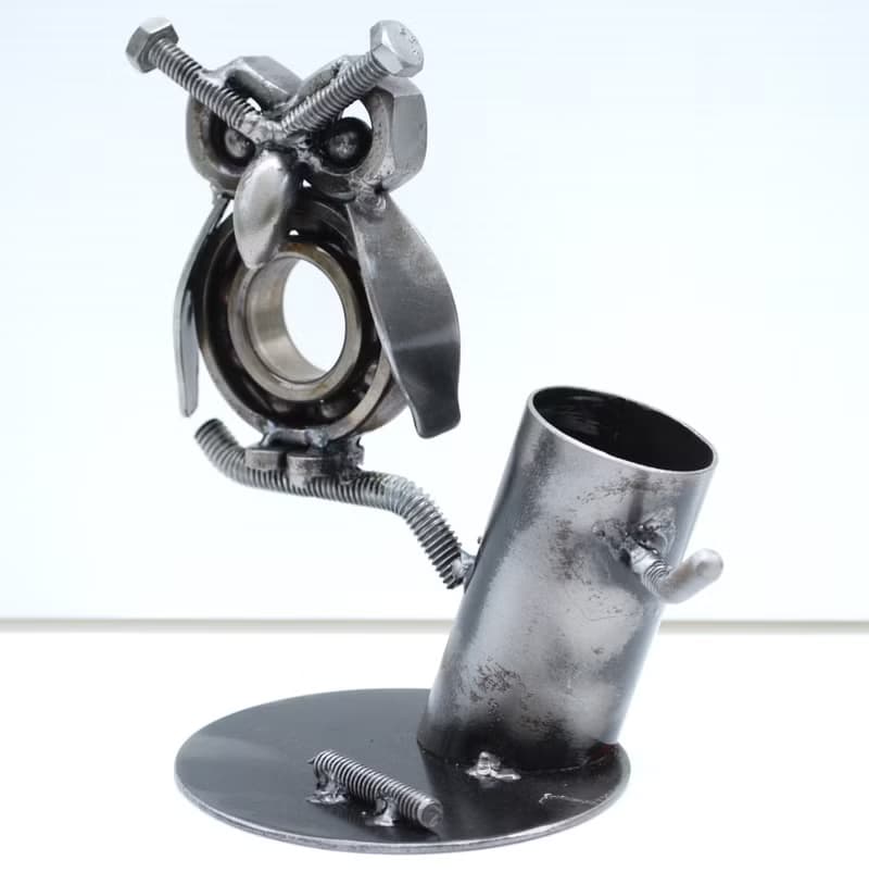 Business card holder scarp metal sculpture, Cool Birthday Gift, Anniversary gift