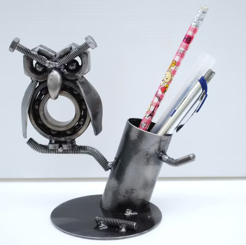 Business card holder scarp metal sculpture, Cool Birthday Gift, Anniversary gift