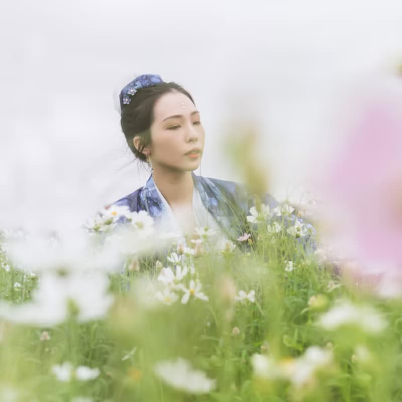 青花小髮釵