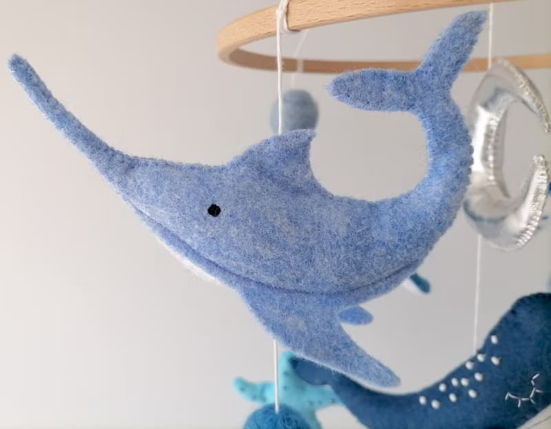 Ocean Baby Mobile for Boy Nursery, Felt Sea Animals Crib Mobile,Cot Mobile Gift