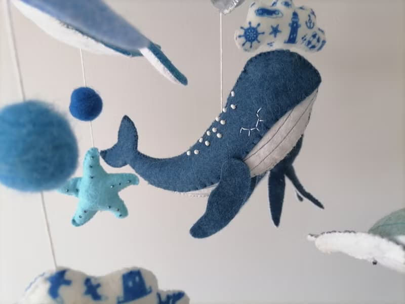 Ocean Baby Mobile for Boy Nursery, Felt Sea Animals Crib Mobile,Cot Mobile Gift