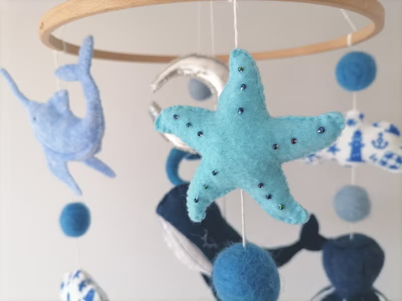 Ocean Baby Mobile for Boy Nursery, Felt Sea Animals Crib Mobile,Cot Mobile Gift