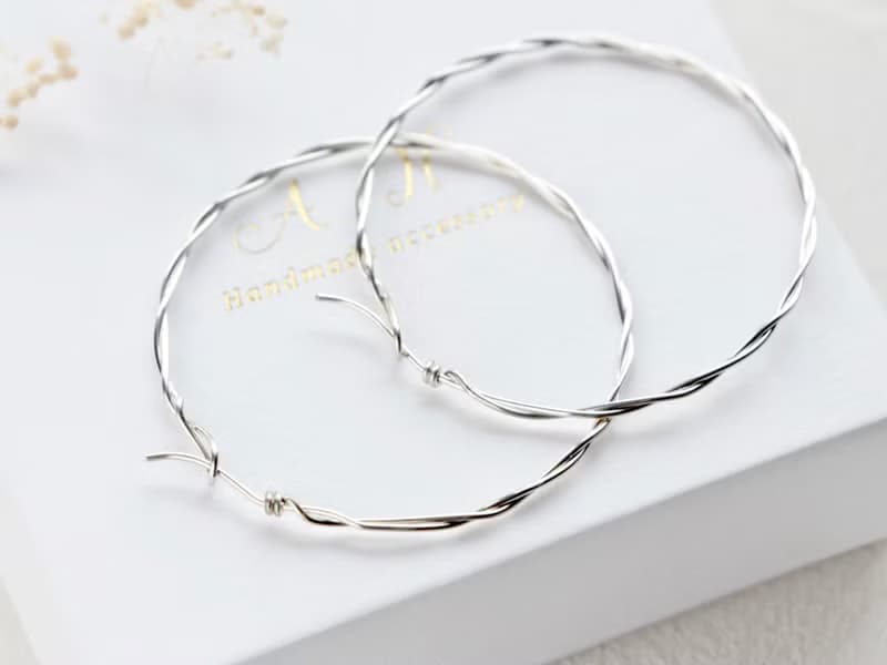 SV935(Argentium)-twist hoop pierced earrings 不能改耳夾