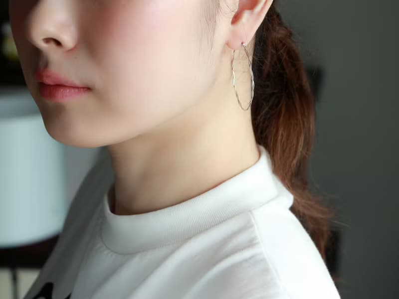 SV935(Argentium)-twist hoop pierced earrings 不能改耳夾
