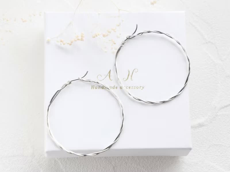 SV935(Argentium)-twist hoop pierced earrings 不能改耳夾
