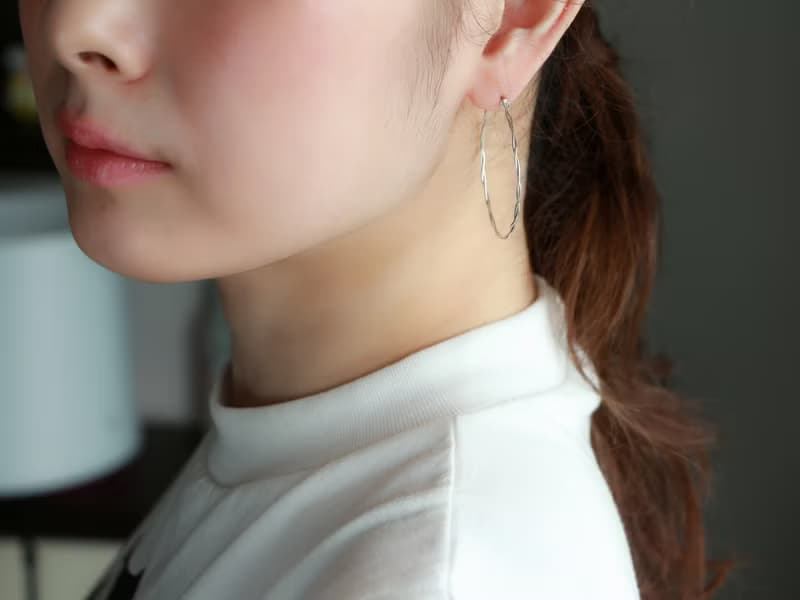 SV935(Argentium)-twist hoop pierced earrings 不能改耳夾