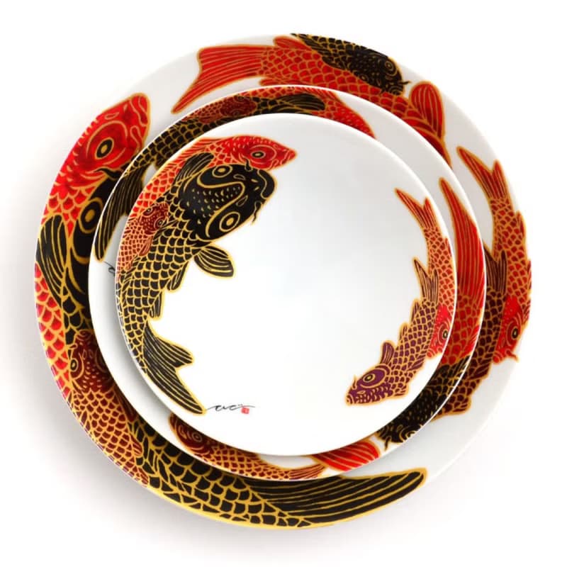中號扁平碗 Carp is Dragon in heaven