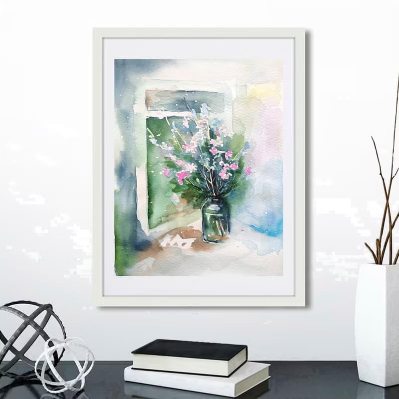Floral Bouquet Original Watercolor Flower Painting Still Life 手工水彩 原创水彩