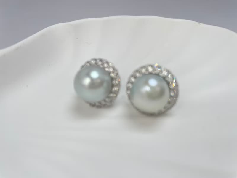 天然淡水珍珠 大珍珠 純銀耳釘 古典主義 重工