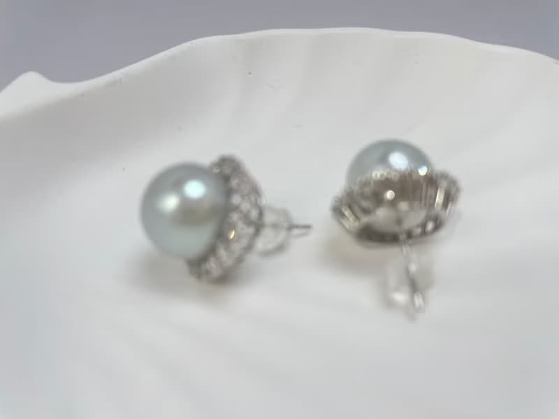 天然淡水珍珠 大珍珠 純銀耳釘 古典主義 重工