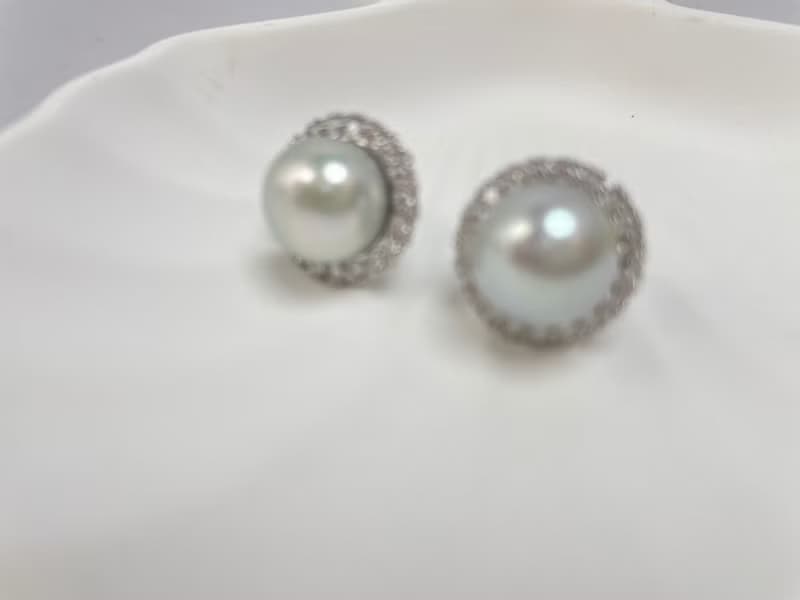 天然淡水珍珠 大珍珠 純銀耳釘 古典主義 重工