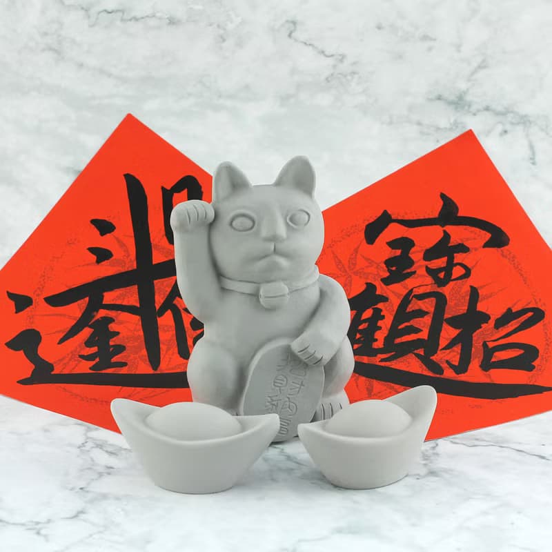 水泥泥作 Concrete－吉祥招財貓 喜氣 事業 興隆 水泥質感