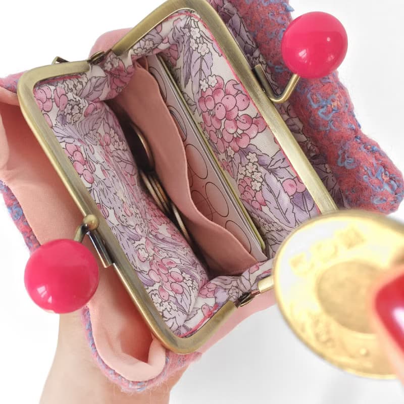 鬱金香短夾 錢包 皮夾 小廢包 口金包 零錢包 櫻花粉