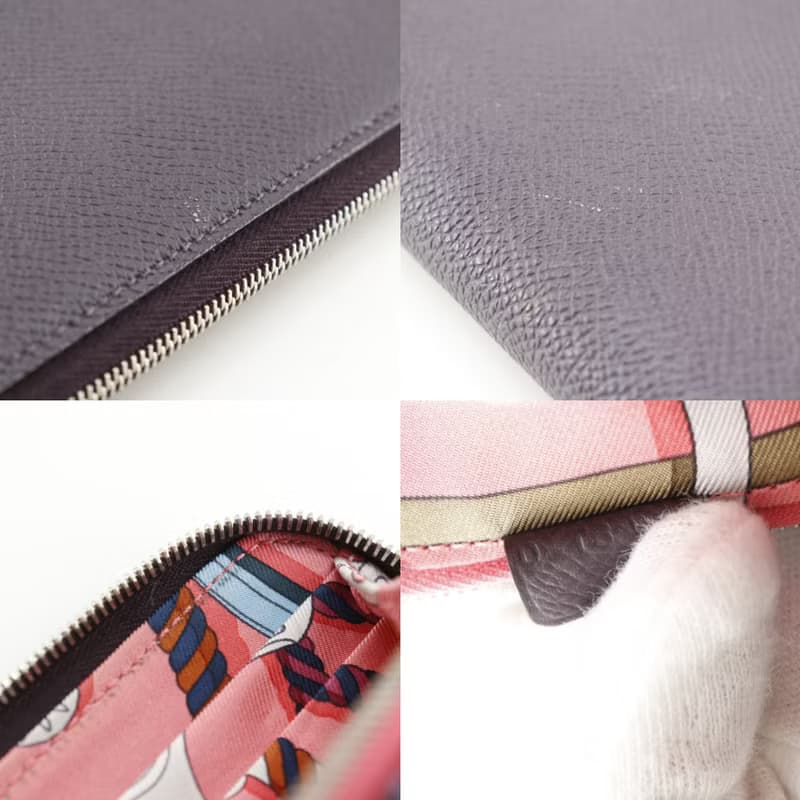 【日本直送】エルメス HERMES アザップロングシルクイン 長財布 ヴォーエプソン カシス 紫 D レディース【中古】