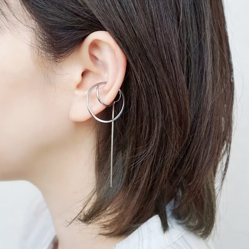 イヤーカフ　quiet.able　ステンレス製 スネークチェーン