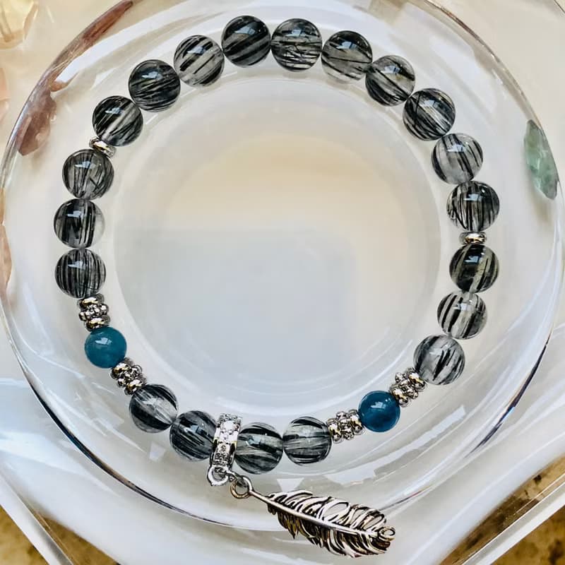 ITS-B656【設計款・精品素描6款・黑髮晶】天然石水晶手鍊手環