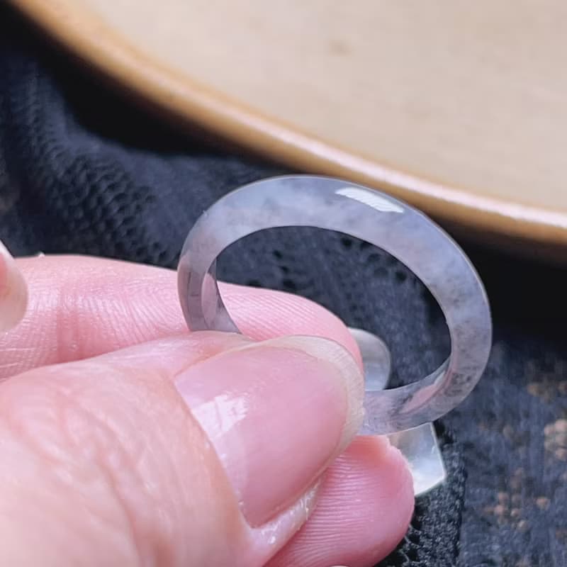 【求‧緣】冰烏雞翡翠戒指戒圈 | 國際15圍 | 天然緬甸玉翡翠A貨