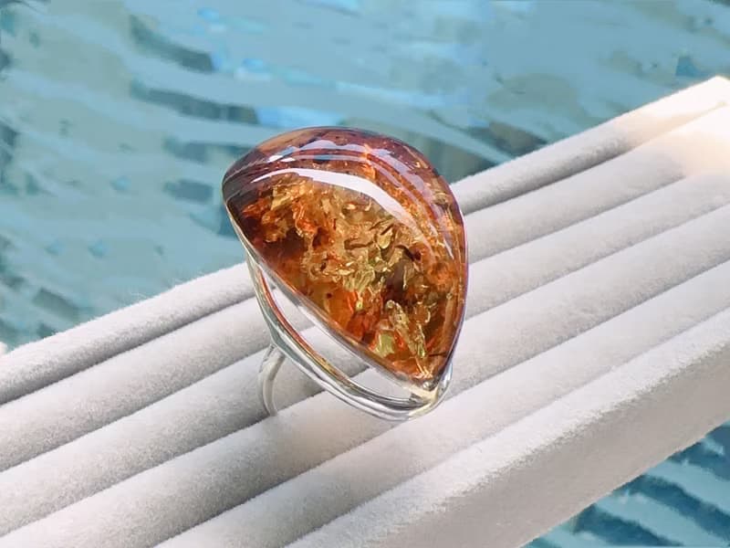 波羅的海 天然琥珀 純銀戒指 焦糖珀 漸層花珀 大氣時尚 設計款七
