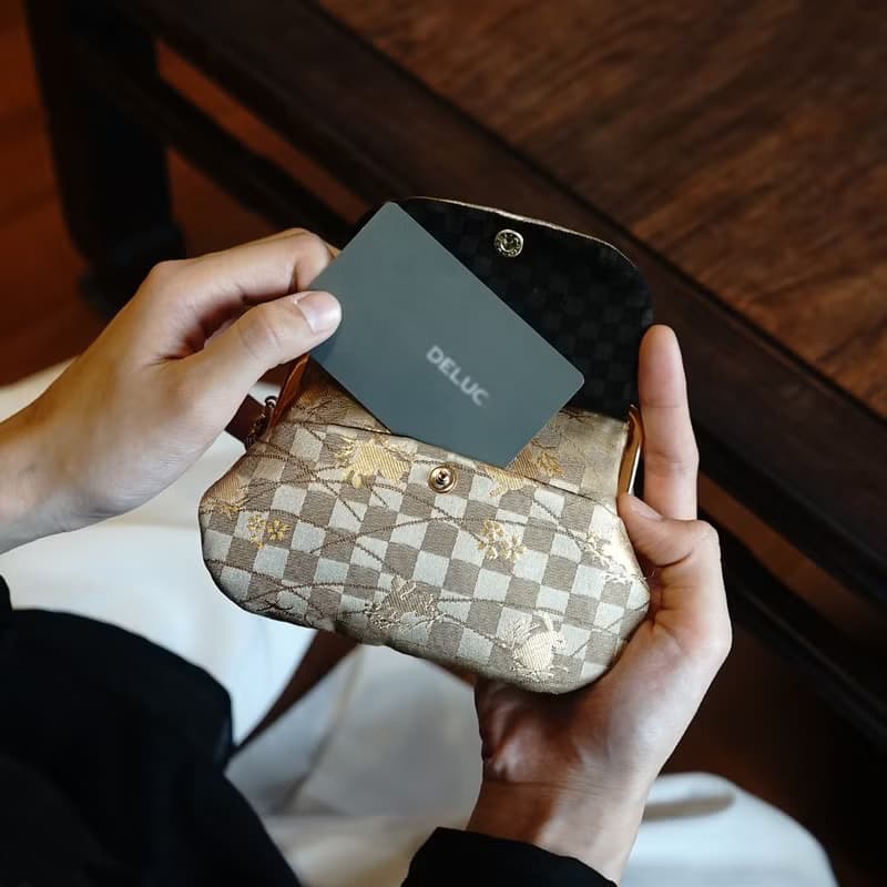 西陣織金襴口袋親子口金包-金市松兔Good/零錢包