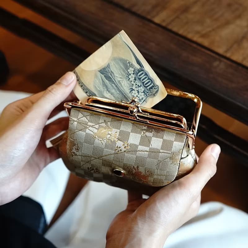 西陣織金襴口袋親子口金包-金市松兔Good/零錢包