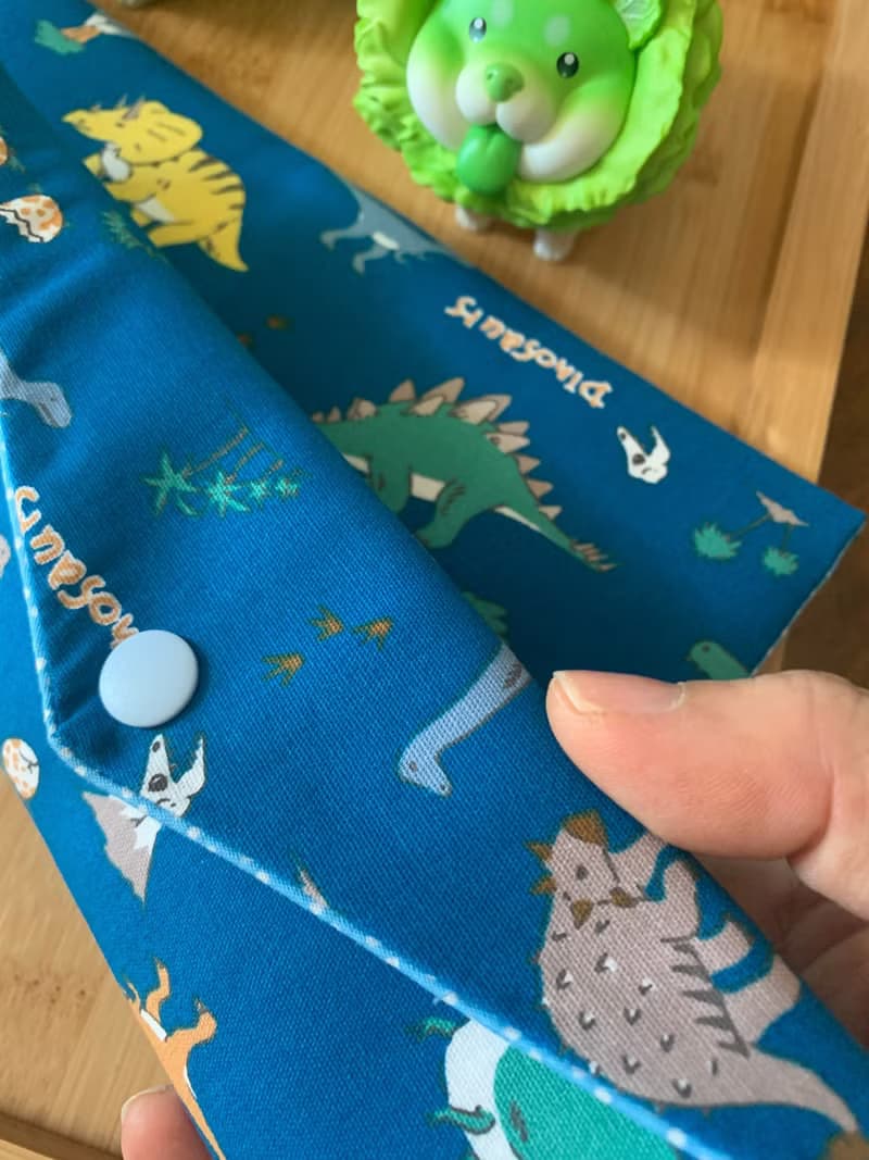 文青風環保純棉筷袋  侏羅紀 吸睛藍 日本 潮物 收納 手作餐具袋