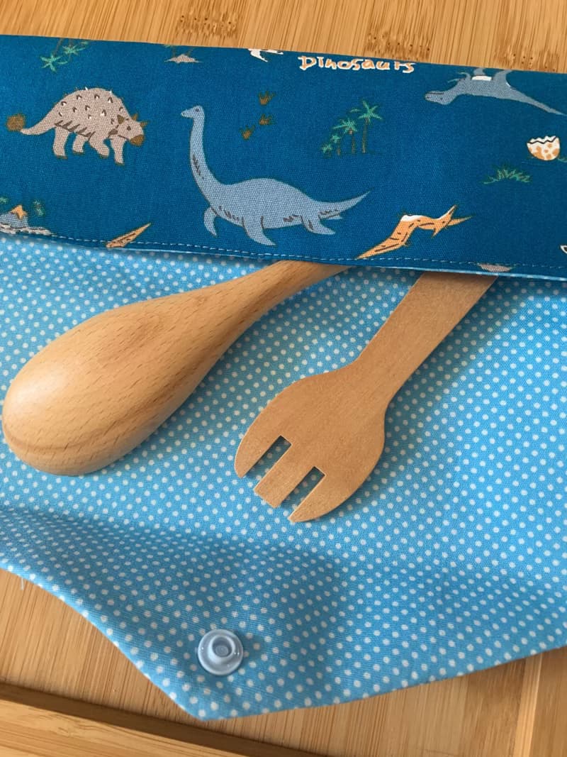 文青風環保純棉筷袋  侏羅紀 吸睛藍 日本 潮物 收納 手作餐具袋