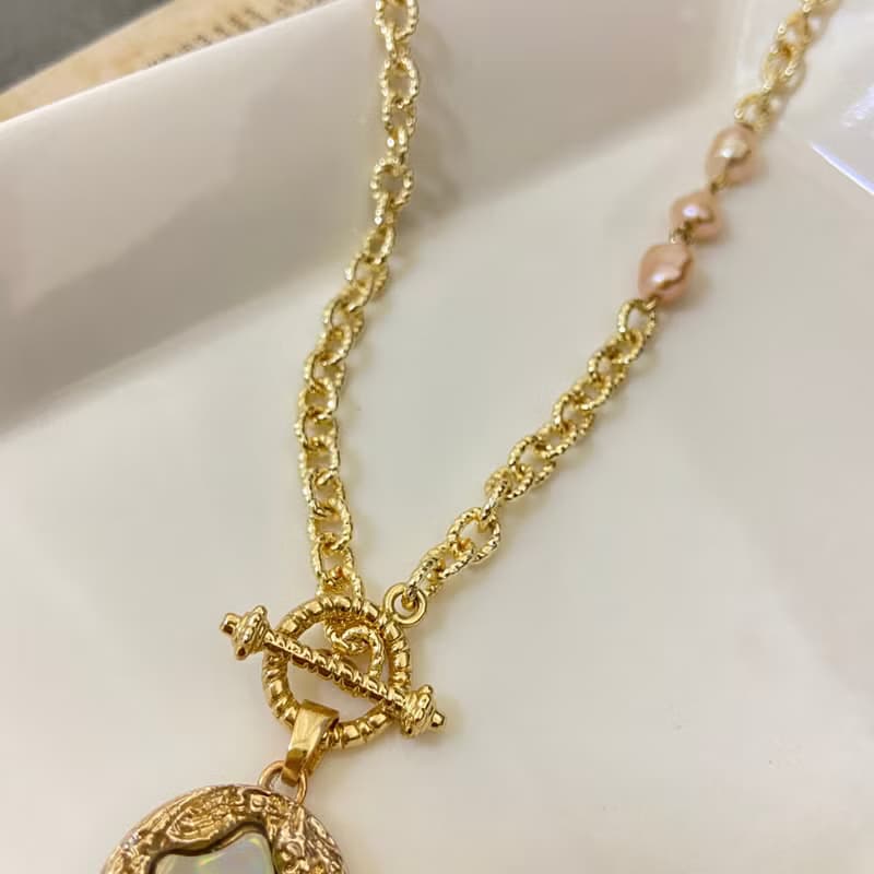 14k金 OT扣 淡水珍珠項鍊x彩幻魔鏡