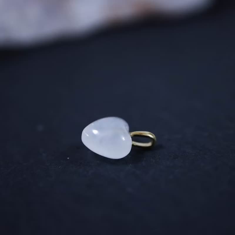 14K 黃K金 心型白水晶墜子 天然水晶 愛心白水晶