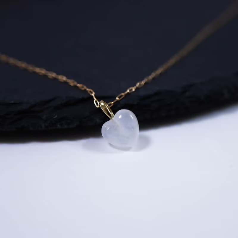 14K 黃K金 心型白水晶墜子 天然水晶 愛心白水晶