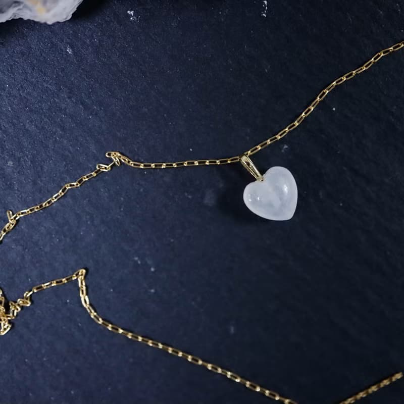14K 黃K金 心型白水晶墜子 天然水晶 愛心白水晶