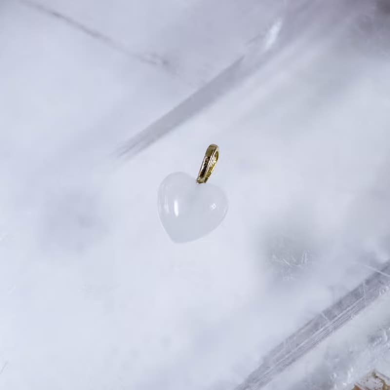 14K 黃K金 心型白水晶墜子 天然水晶 愛心白水晶