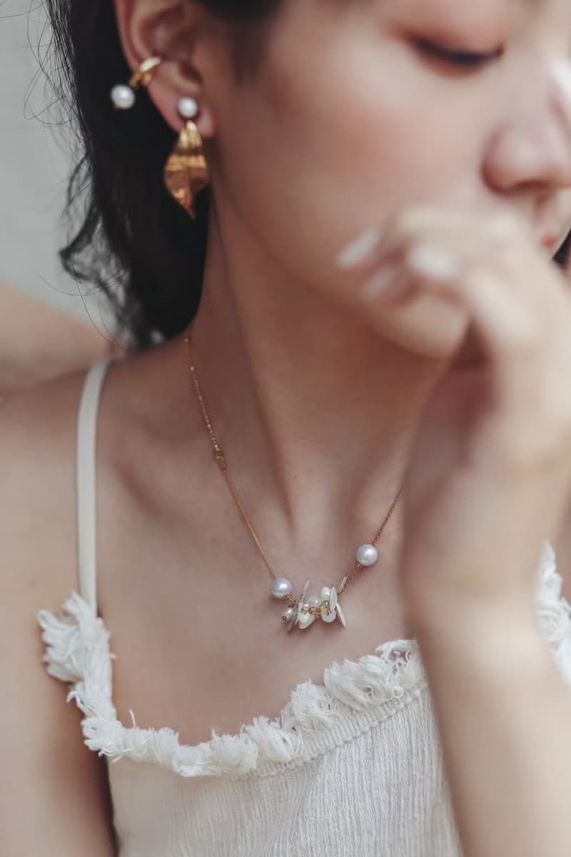 優雅溫柔系 珐瑯桐花項鍊   短鏈 淡水珍珠 情人節禮物