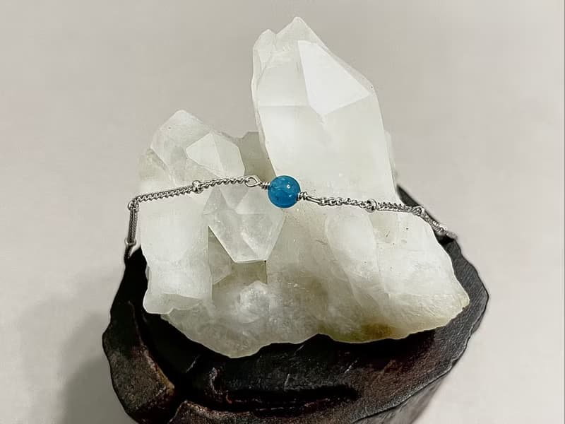 ll 海洋珍珠 ll 天然原礦磷灰石鋼短項鍊 -- 316醫療鋼 Apatite