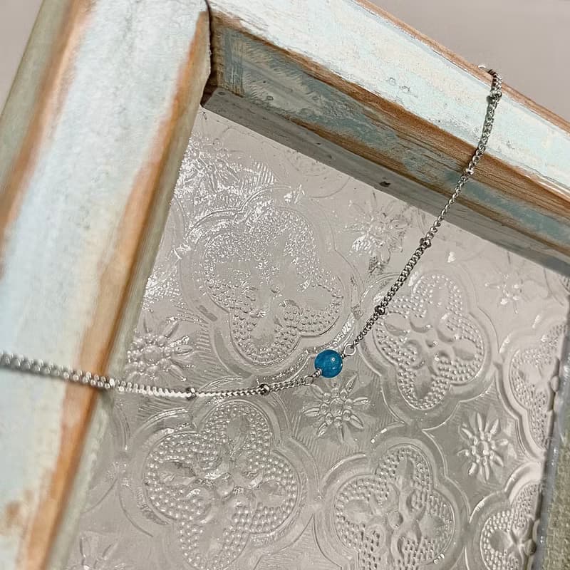 ll 海洋珍珠 ll 天然原礦磷灰石鋼短項鍊 -- 316醫療鋼 Apatite
