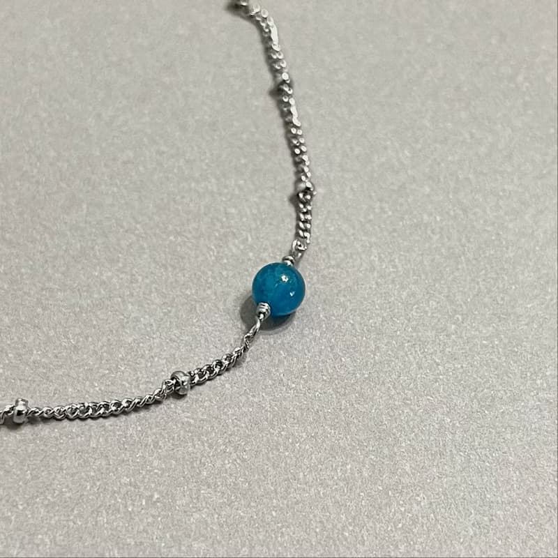 ll 海洋珍珠 ll 天然原礦磷灰石鋼短項鍊 -- 316醫療鋼 Apatite