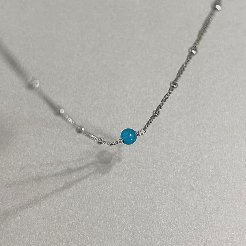 ll 海洋珍珠 ll 天然原礦磷灰石鋼短項鍊 -- 316醫療鋼 Apatite