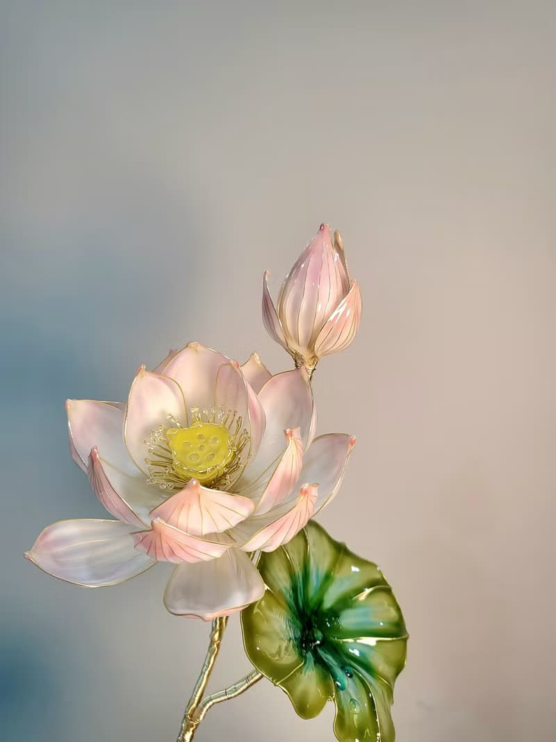 夏荷 • 沾浸藝術花燈【閒逛花間系列】綠白色。小夜燈。生日禮物