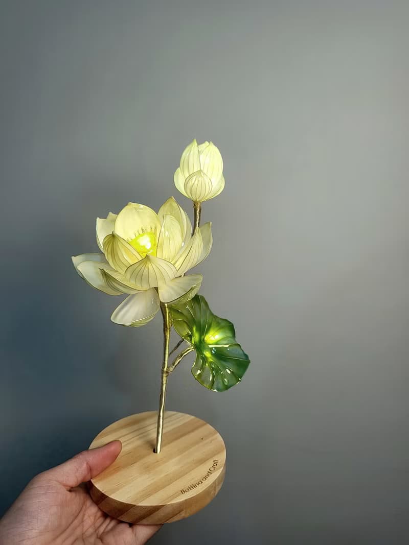 夏荷 • 沾浸藝術花燈【閒逛花間系列】綠白色。小夜燈。生日禮物