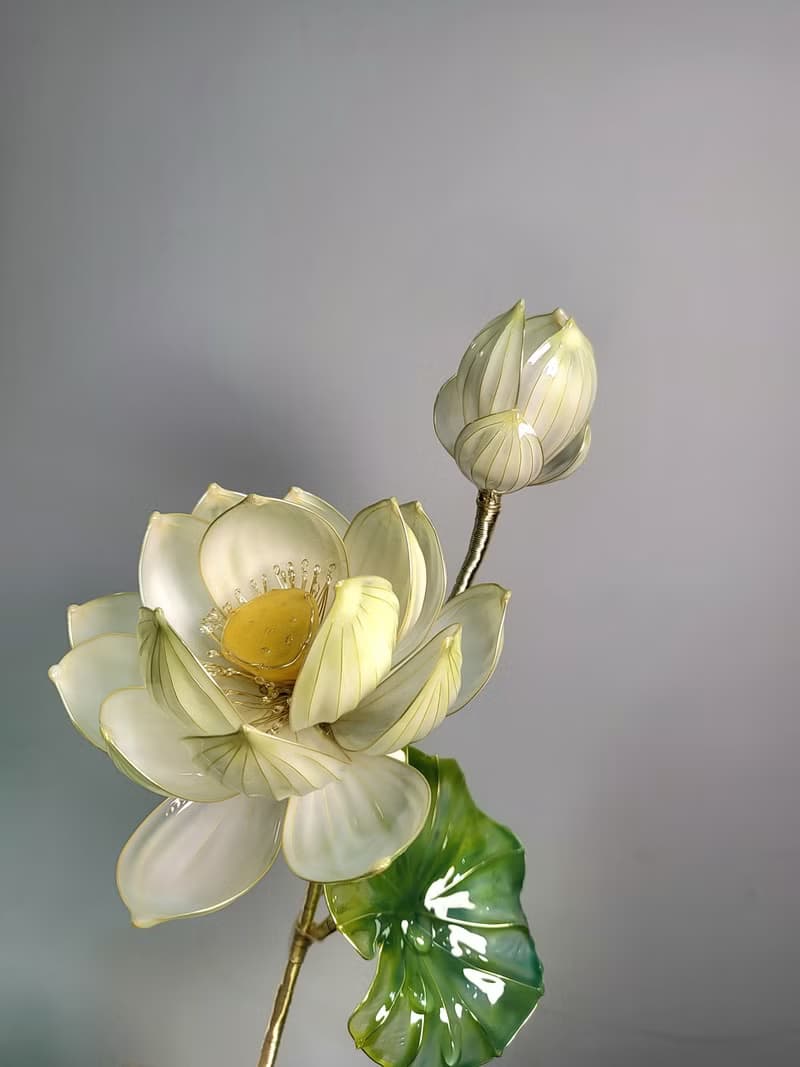 夏荷 • 沾浸藝術花燈【閒逛花間系列】綠白色。小夜燈。生日禮物