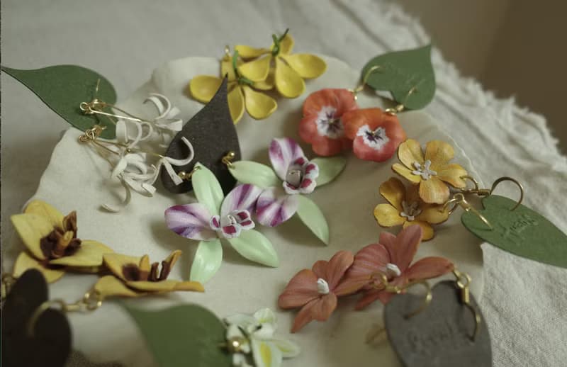蜘蛛蘭皮革耳環 -現品