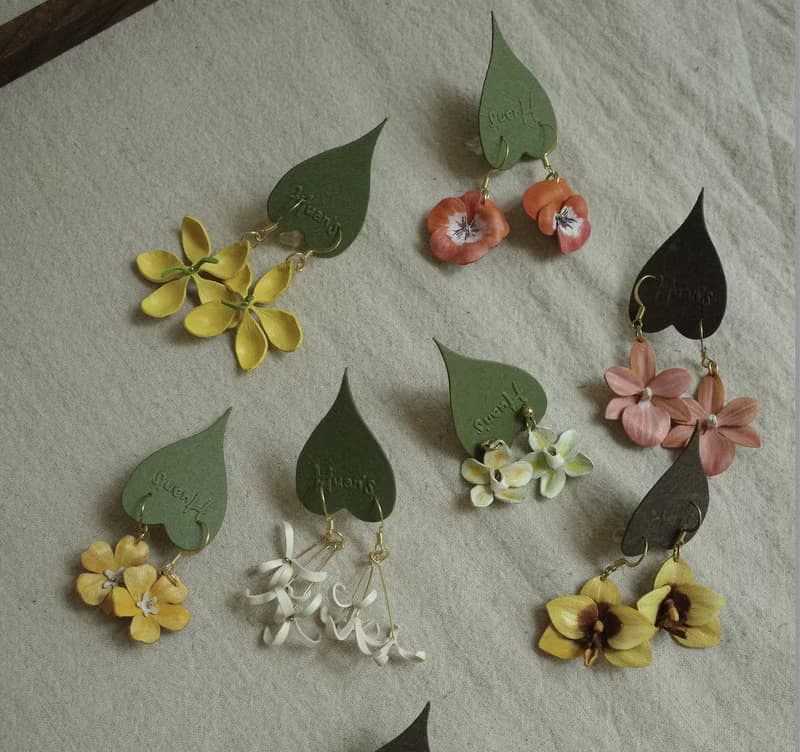 蜘蛛蘭皮革耳環 -現品