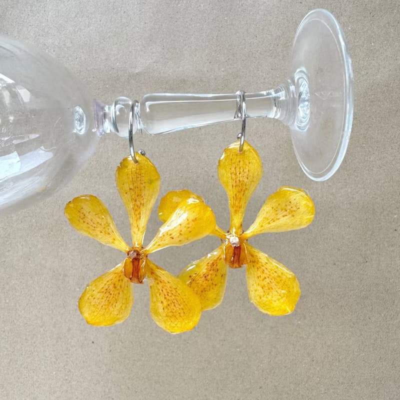 Yellow Mokara Orchid Hoop Earrings