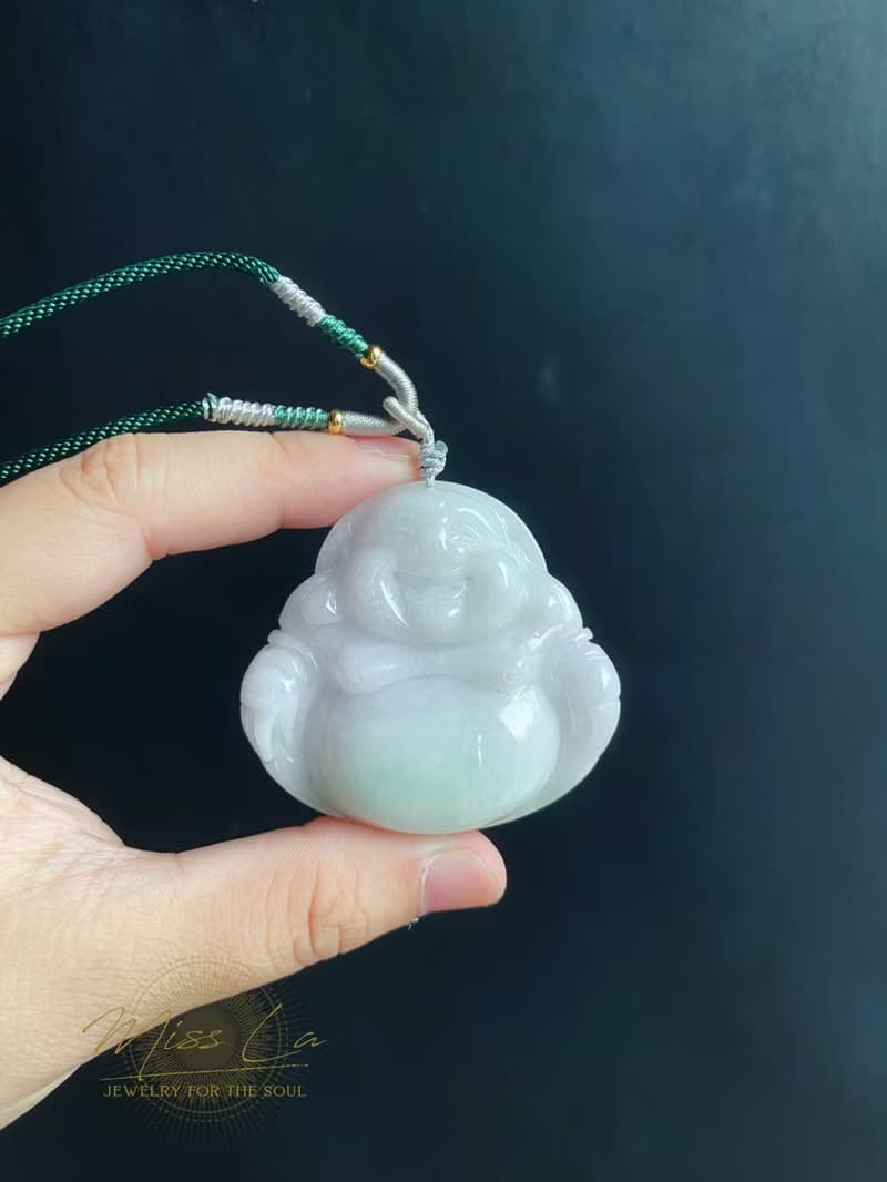 彌勒佛 肚中帶綠 天然緬甸玉翡翠 佛公 項鍊 禮物 長輩禮 佛像