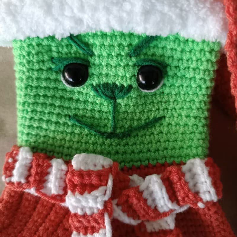 【數位】Crochet pattern Christmas stocking Grinch, Christmas amigurumi stocking