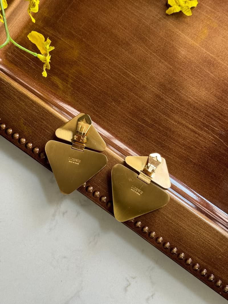 中古孤品 Loewe 羅意威 皮革 耳夾