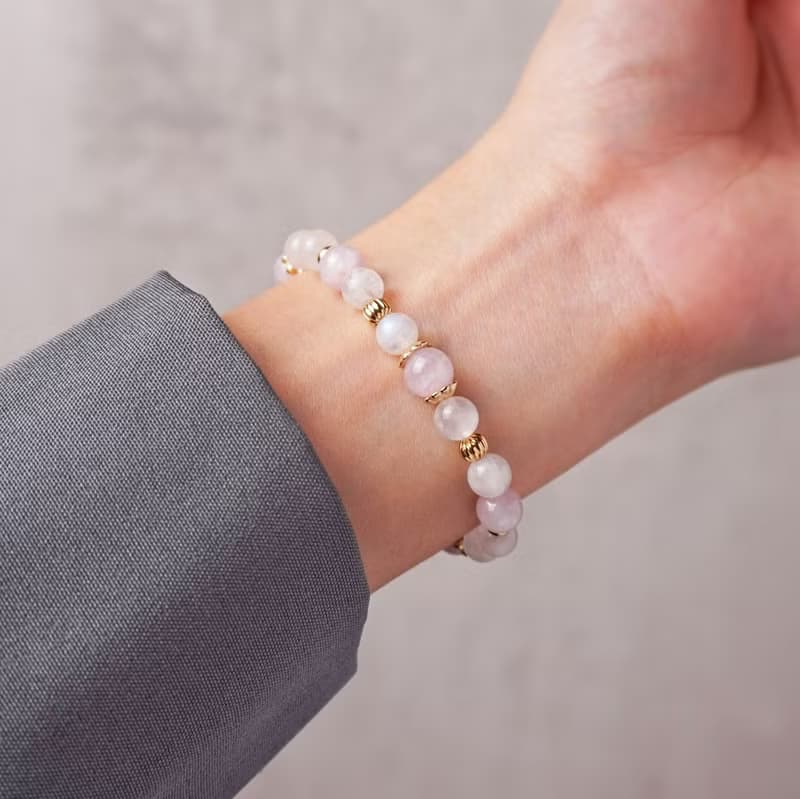 輕設計系列 // 紫鋰輝石月光石 手鍊 // 愛 人緣 桃花 療癒