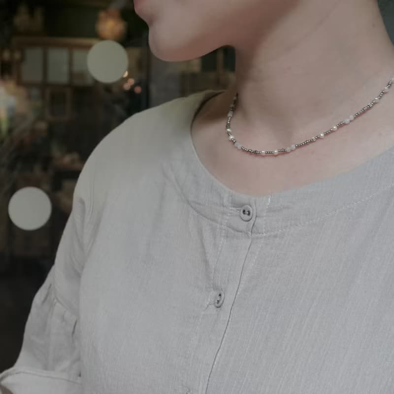 珍珠項鍊 淡水珍珠 月光石項鍊 NE-00006