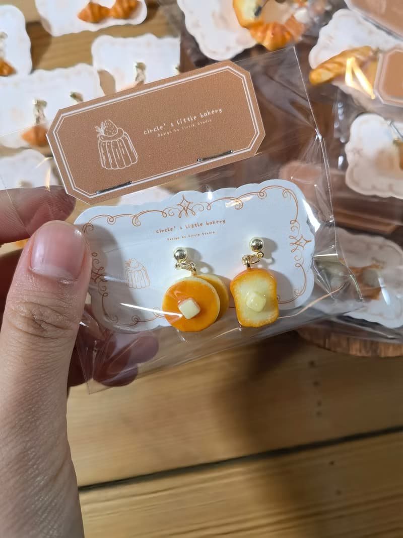 circle微縮麵包手作趣致個性法棍耳環吐司牛角包小眾創意顯瘦耳夾