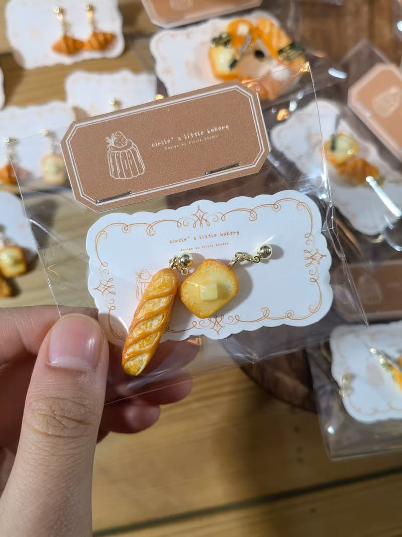 circle微縮麵包手作趣致個性法棍耳環吐司牛角包小眾創意顯瘦耳夾